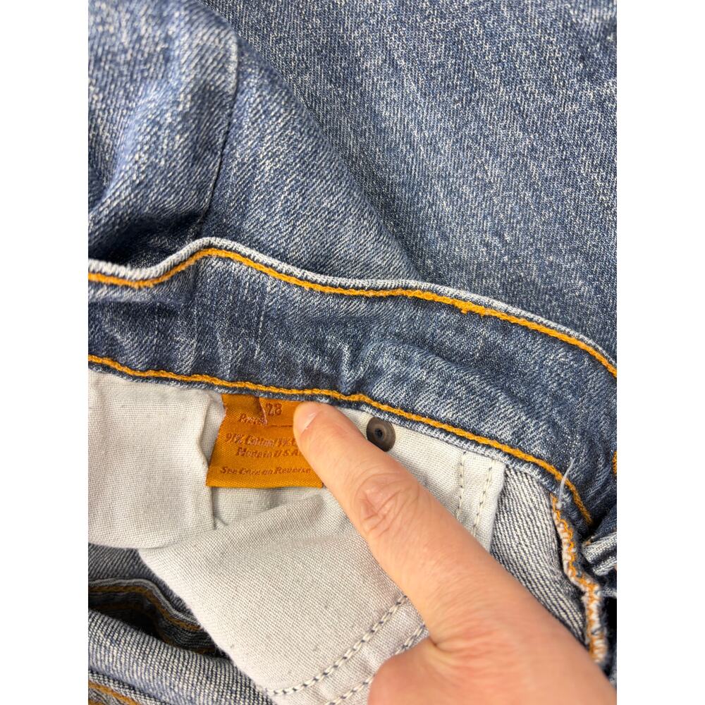 VTG Y2K James low rise flare jeans, dark vintage wash, Size 28. retro, hemmed - Picture 3 of 5